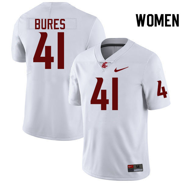 Women #41 Sean Bures Washington State Cougars College Football Jerseys Stitched-White